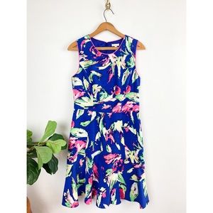 Shoshanna Women’s Blue Floral Silk Blend Sleeveless Dress Sz 8